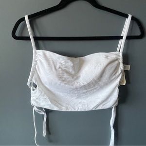 Aerie White Bikini Top Texture NWT Large Summer Beach